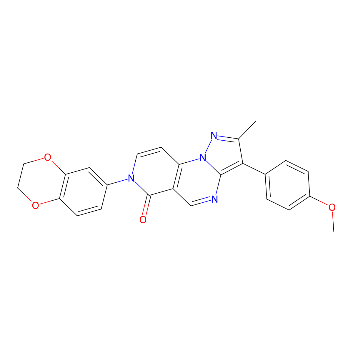 7-(2,3-dihydro-1,4-benzodioxin-6-yl)-3-(4-methoxyphenyl)-2-methylpyrazolo[1,5-a]pyrido[3,4-e]pyrimidin-6(7H)-one molecular structure, CAS 1030482-94-0