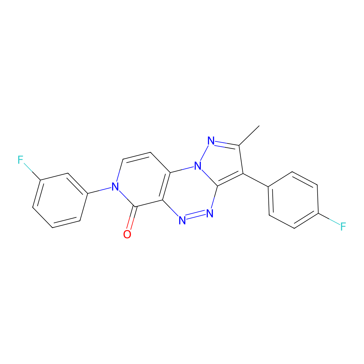 7-(3-fluorophenyl)-3-(4-fluorophenyl)-2-methylpyrazolo[5,1-c]pyrido[4,3-e][1,2,4]triazin-6(7H)-one molecular structure, CAS 1030483-21-6
