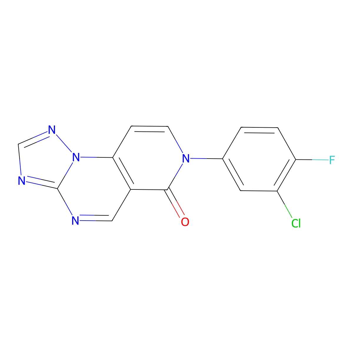 7-(3-chloro-4-fluorophenyl)pyrido[3,4-e][1,2,4]triazolo[1,5-a]pyrimidin-6(7H)-one molecular structure, CAS 1030483-38-5