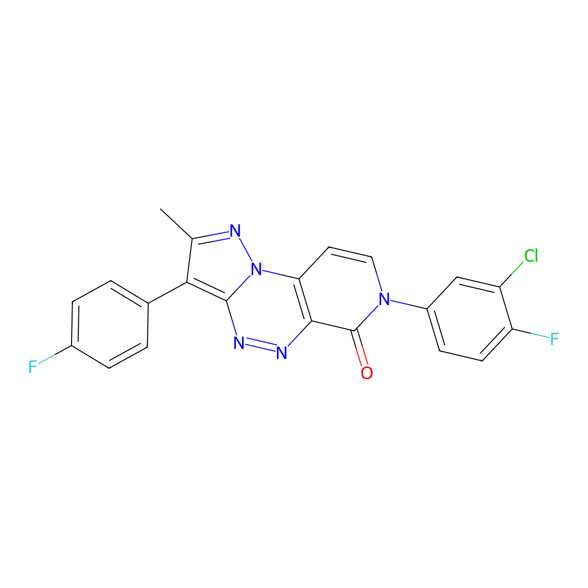 7-(3-chloro-4-fluorophenyl)-3-(4-fluorophenyl)-2-methylpyrazolo[5,1-c]pyrido[4,3-e][1,2,4]triazin-6(7H)-one molecular structure, CAS 1030483-43-2