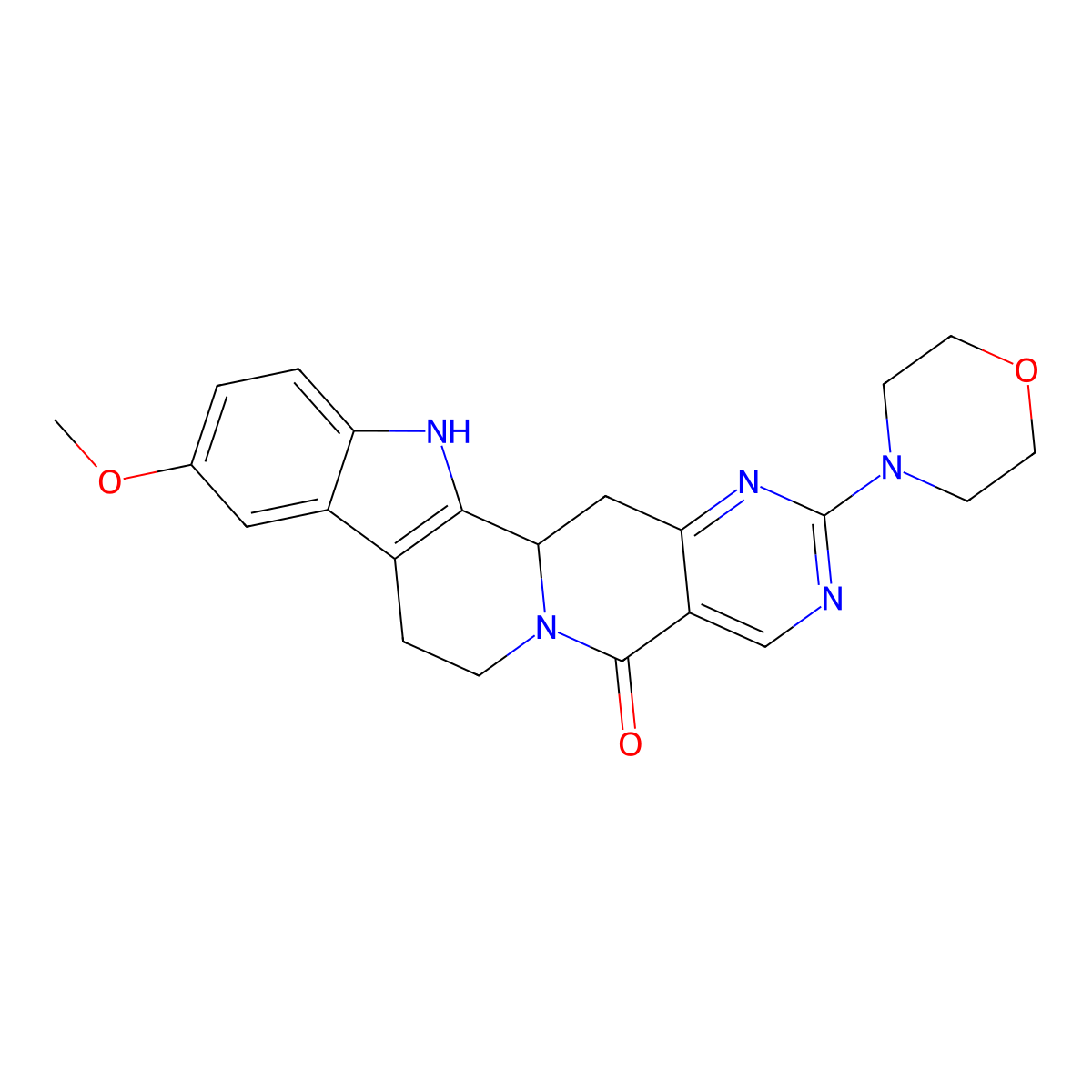 10-methoxy-2-(morpholin-4-yl)-8,13,13b,14-tetrahydroindolo[2,3-a]pyrimido[5,4-g]quinolizin-5(7H)-one molecular structure, CAS 1030485-87-0