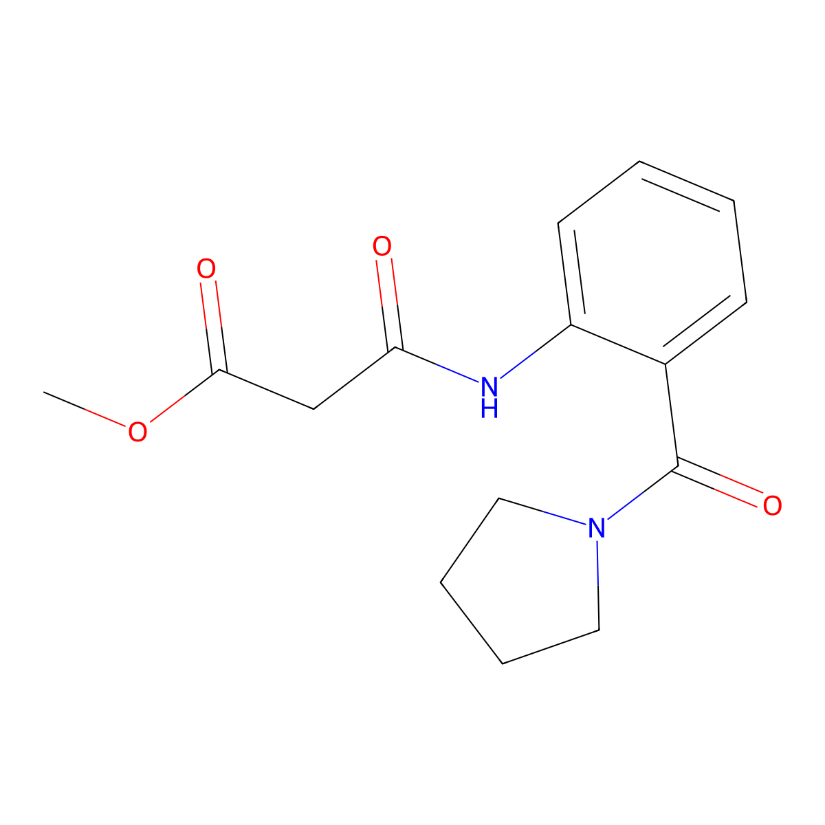 Methyl 3-oxo-3-{[2-(pyrrolidin-1-ylcarbonyl)phenyl]amino}propanoate molecular structure, CAS 1030487-92-3