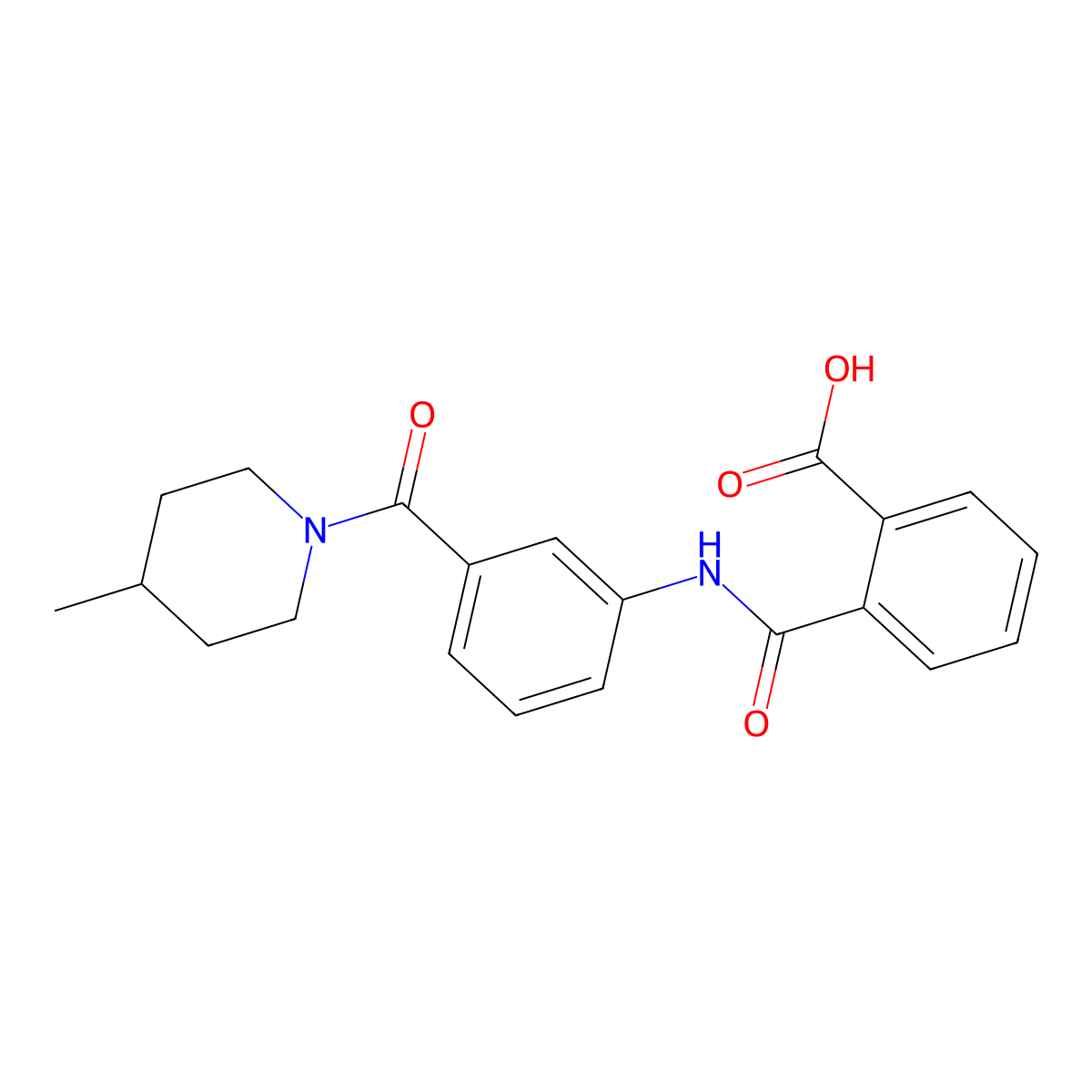 2-({3-[(4-Methylpiperidin-1-yl)carbonyl]phenyl}carbamoyl)benzoic acid molecular structure, CAS 1030490-73-3