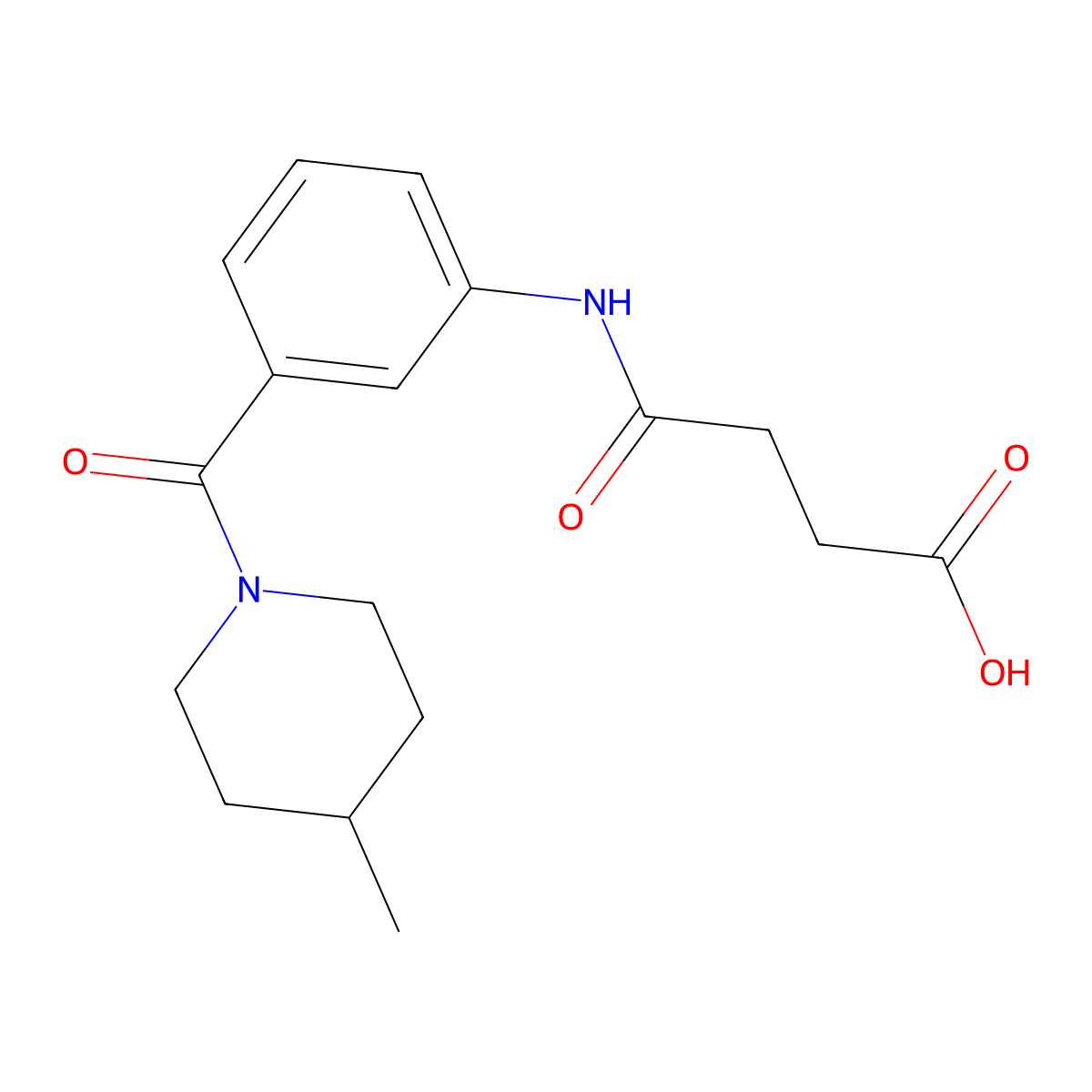 4-({3-[(4-Methylpiperidin-1-yl)carbonyl]phenyl}amino)-4-oxobutanoic acid molecular structure, CAS 1030490-77-7