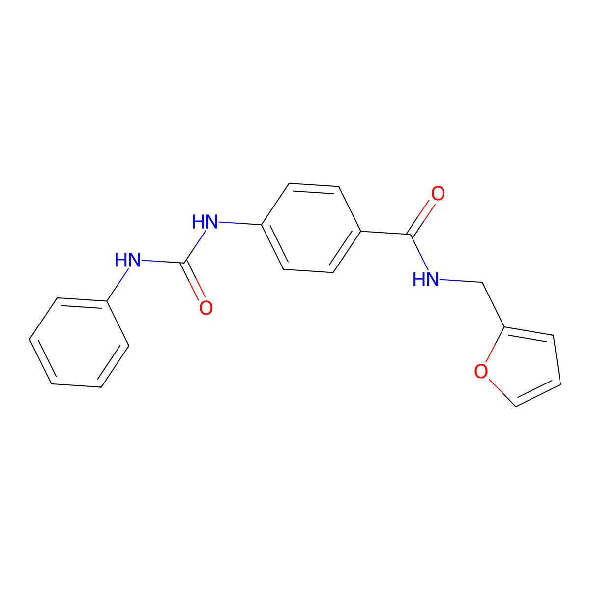 N-(furan-2-ylmethyl)-4-[(phenylcarbamoyl)amino]benzamide molecular structure, CAS 1030493-38-9
