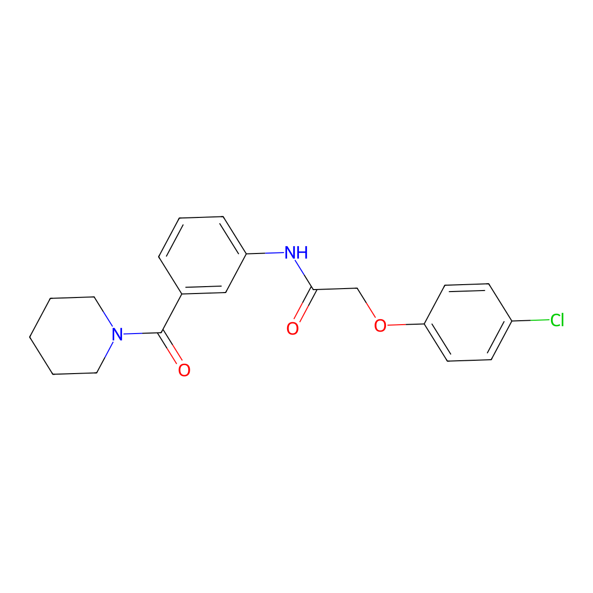 2-(4-chlorophenoxy)-N-[3-(piperidin-1-ylcarbonyl)phenyl]acetamide molecular structure, CAS 1030495-75-0