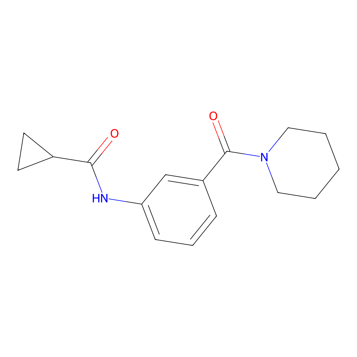 N-[3-(1-piperidinylcarbonyl)phenyl]cyclopropanecarboxamide molecular structure, CAS 1030496-14-0