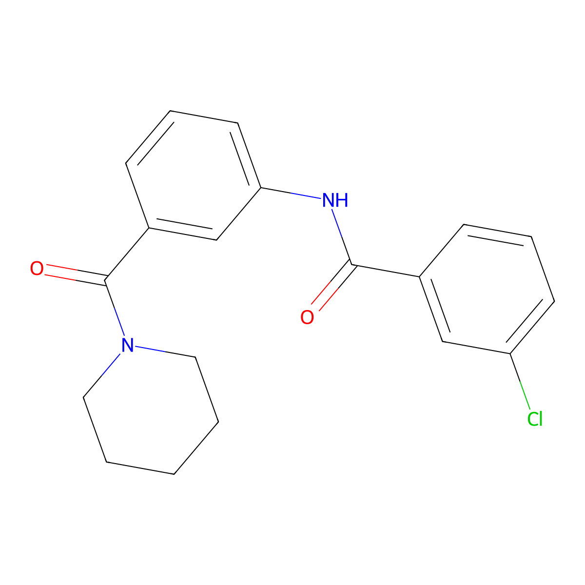 3-chloro-N-[3-(1-piperidinylcarbonyl)phenyl]benzamide molecular structure, CAS 1030496-86-6