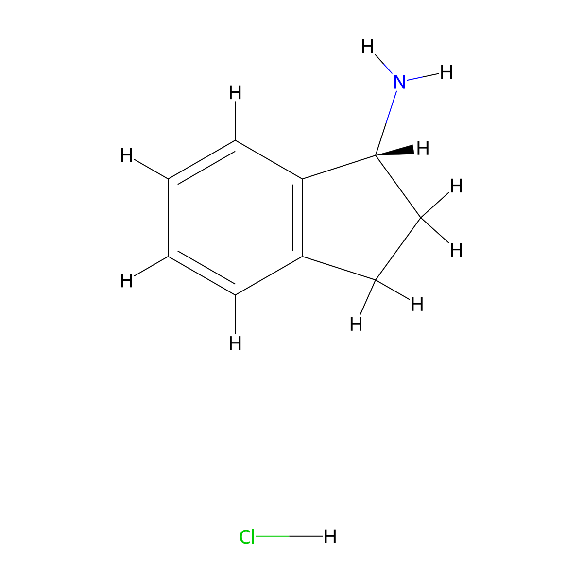 (1R)-2,3-dihydro-1H-inden-1-amine hydrochloride molecular structure, CAS 10305-73-4
