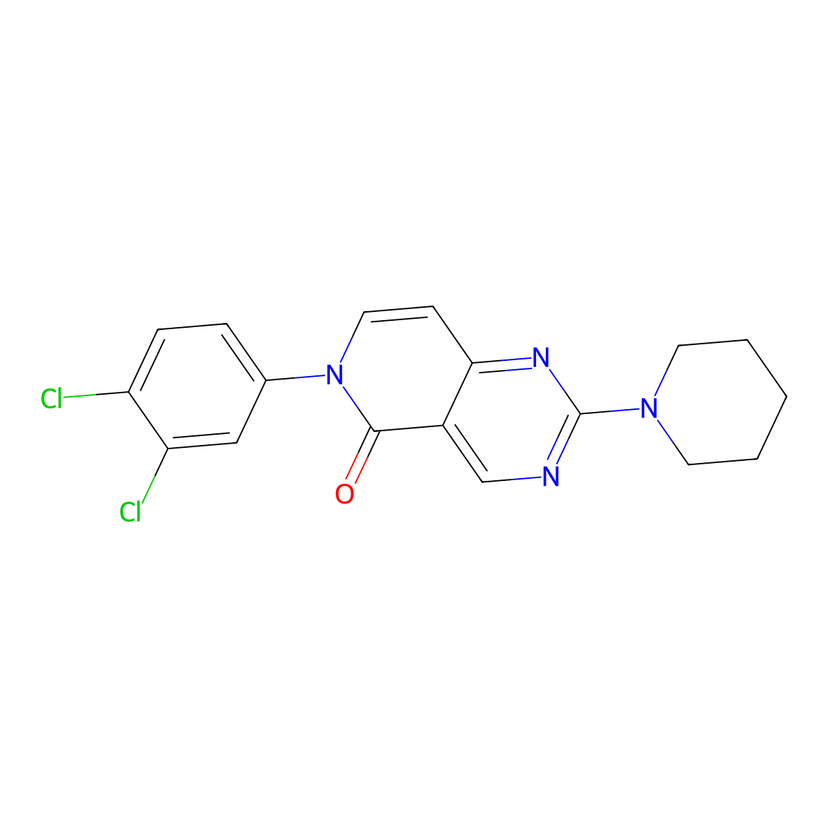 6-(3,4-dichlorophenyl)-2-(piperidin-1-yl)pyrido[4,3-d]pyrimidin-5(6H)-one molecular structure, CAS 1030502-08-9