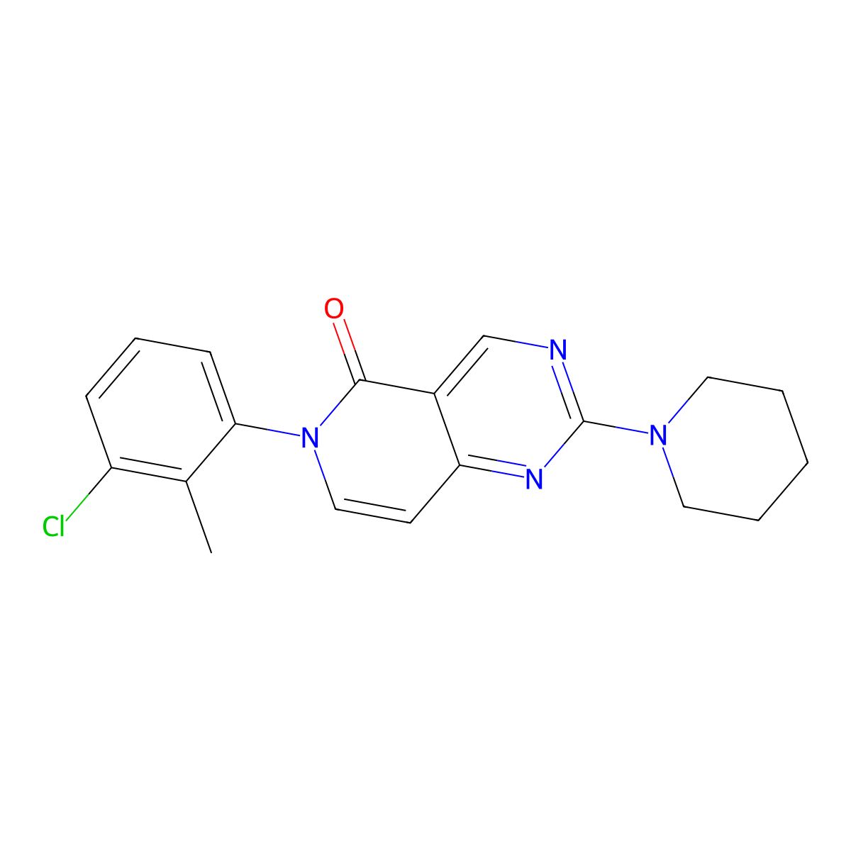 6-(3-chloro-2-methylphenyl)-2-(piperidin-1-yl)pyrido[4,3-d]pyrimidin-5(6H)-one molecular structure, CAS 1030502-33-0