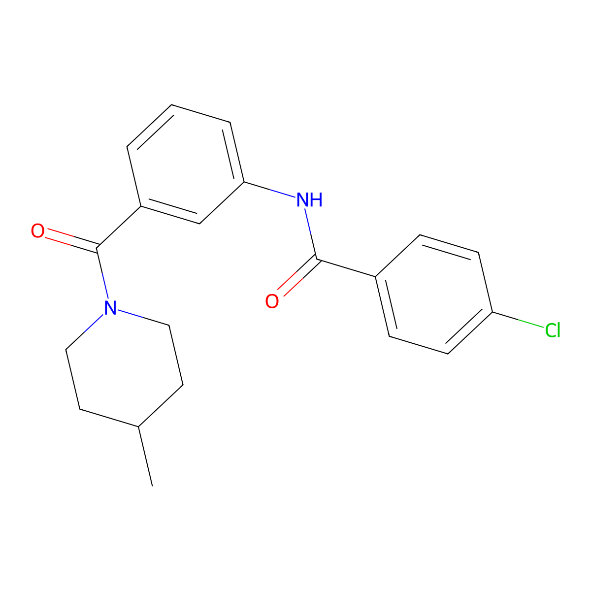 4-chloro-N-{3-[(4-methylpiperidin-1-yl)carbonyl]phenyl}benzamide molecular structure, CAS 1030502-77-2