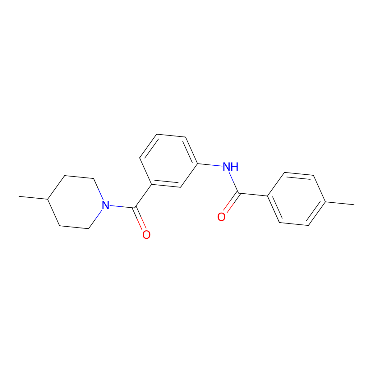 4-methyl-N-{3-[(4-methylpiperidin-1-yl)carbonyl]phenyl}benzamide molecular structure, CAS 1030503-22-0