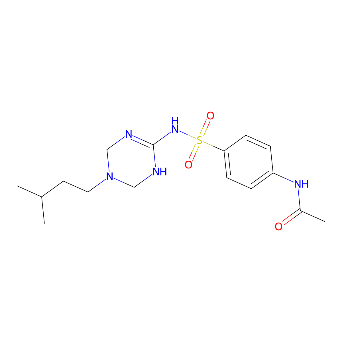 N~1~-(4-{[(5-isopentyl-1,4,5,6-tetrahydro-1,3,5-triazin-2-yl)amino]sulfonyl}phenyl)acetamide molecular structure, CAS 1030503-41-3