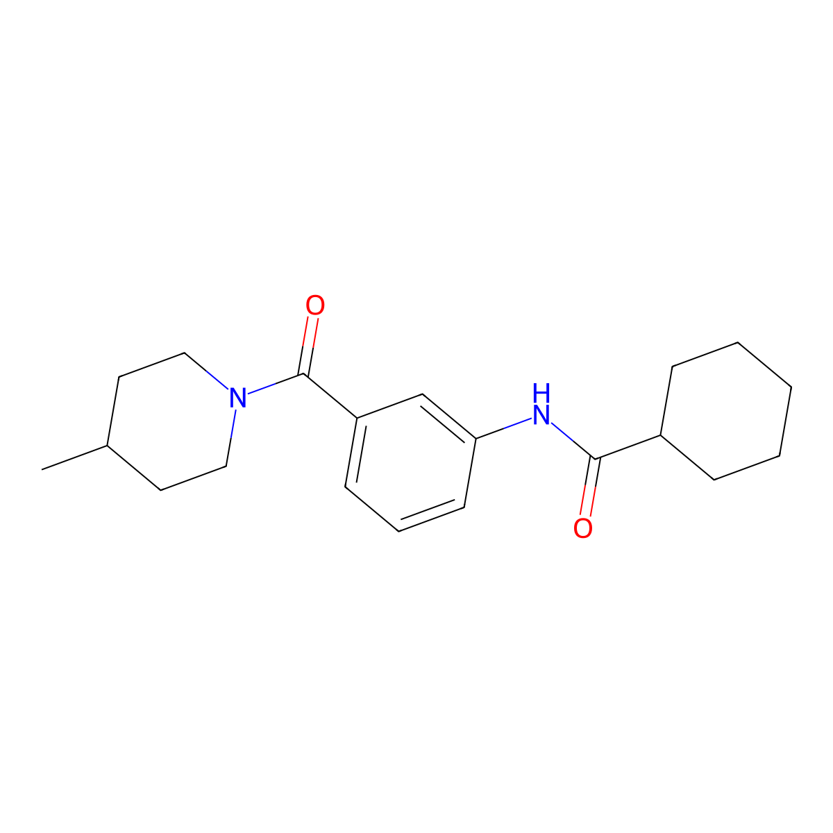 N-{3-[(4-methylpiperidin-1-yl)carbonyl]phenyl}cyclohexanecarboxamide molecular structure, CAS 1030503-47-9