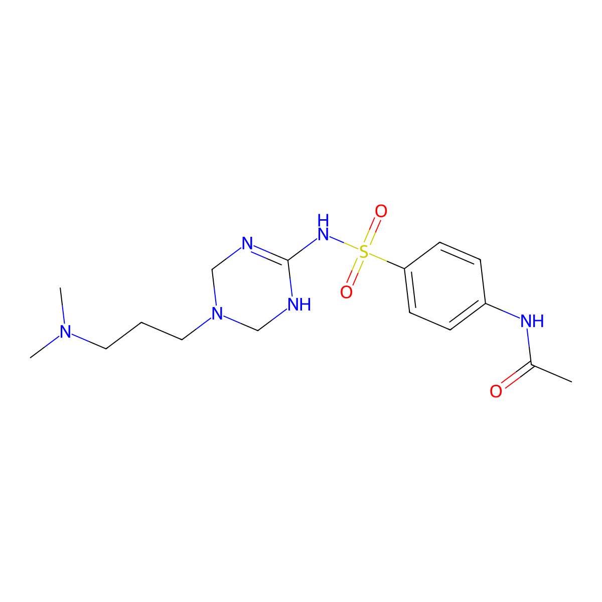 N-[4-({5-[3-(dimethylamino)propyl]-1,4,5,6-tetrahydro-1,3,5-triazin-2-yl}sulfamoyl)phenyl]acetamide molecular structure, CAS 1030503-53-7