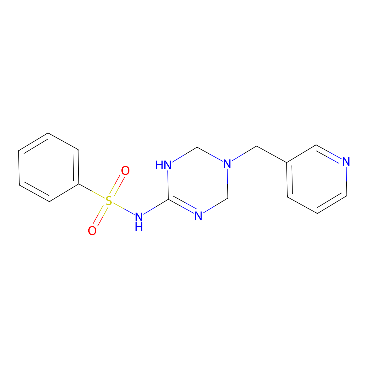 N-[5-(pyridin-3-ylmethyl)-1,4,5,6-tetrahydro-1,3,5-triazin-2-yl]benzenesulfonamide molecular structure, CAS 1030503-65-1