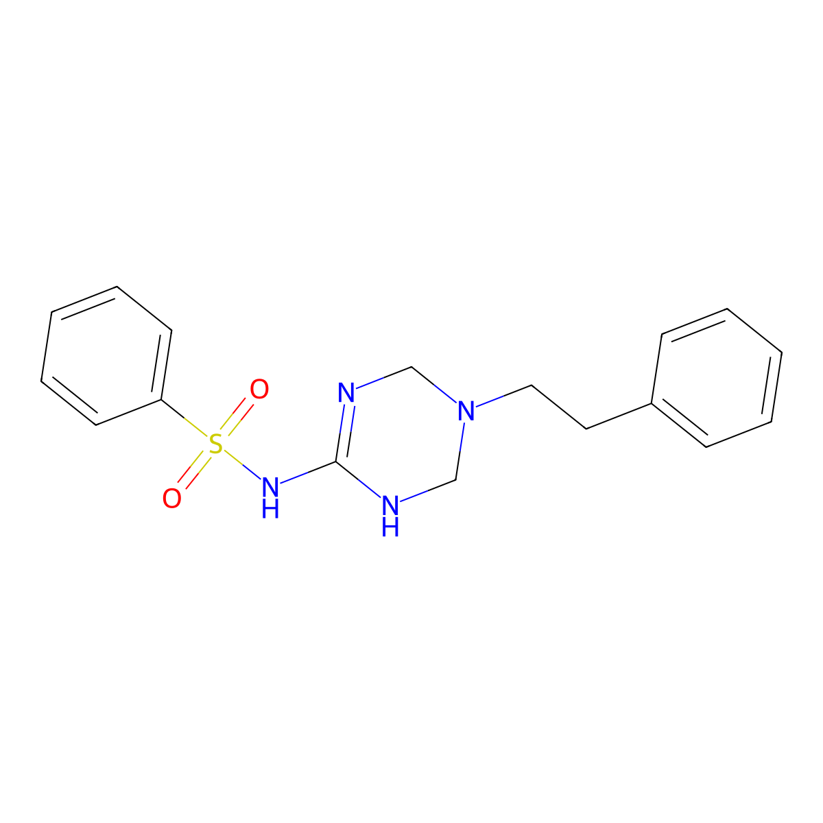 N-(5-phenethyl-1,4,5,6-tetrahydro-1,3,5-triazin-2-yl)-1-benzenesulfonamide molecular structure, CAS 1030503-69-5