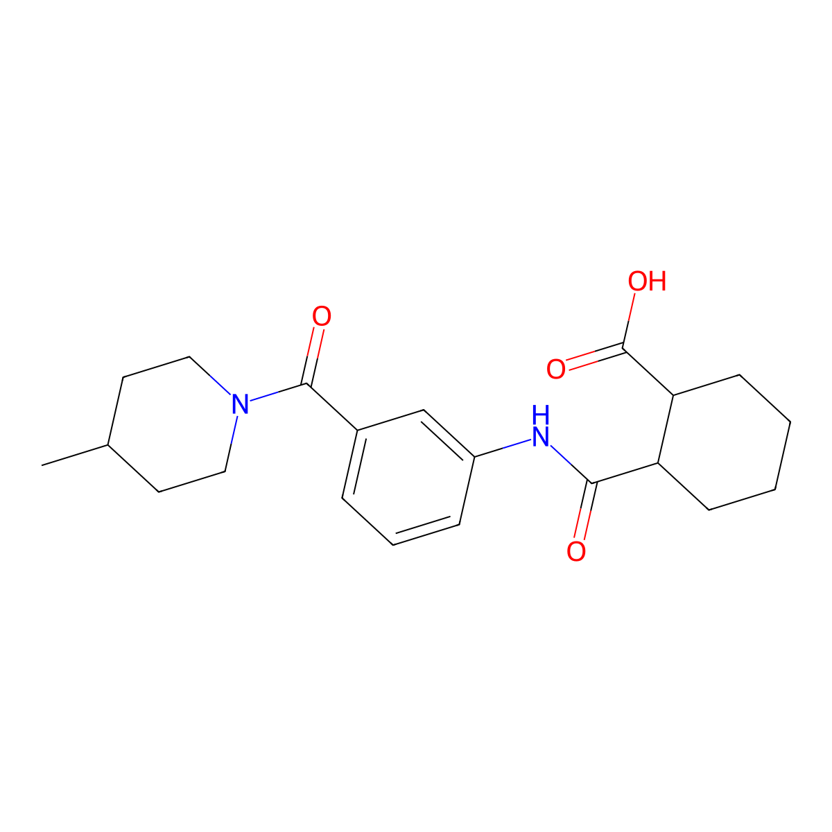 2-({3-[(4-Methylpiperidin-1-yl)carbonyl]phenyl}carbamoyl)cyclohexanecarboxylic acid molecular structure, CAS 1030503-71-9