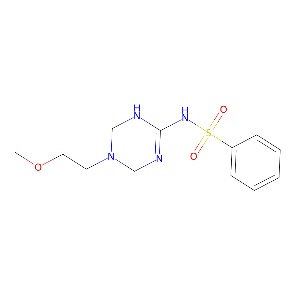 N-[5-(2-methoxyethyl)-1,4,5,6-tetrahydro-1,3,5-triazin-2-yl]benzenesulfonamide molecular structure, CAS 1030503-82-2