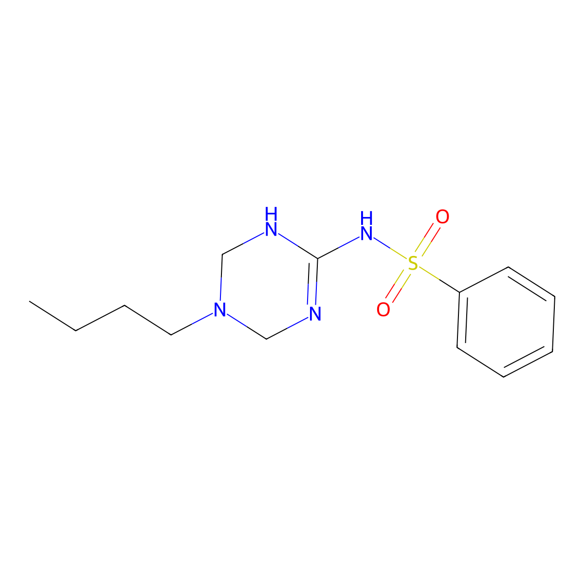 N-(5-butyl-1,4,5,6-tetrahydro-1,3,5-triazin-2-yl)benzenesulfonamide molecular structure, CAS 1030503-97-9