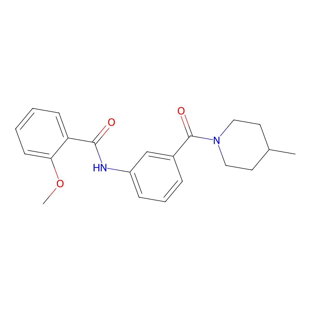 2-methoxy-N-{3-[(4-methylpiperidin-1-yl)carbonyl]phenyl}benzamide molecular structure, CAS 1030503-99-1
