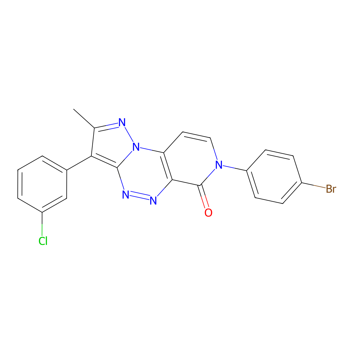 7-(4-bromophenyl)-3-(3-chlorophenyl)-2-methylpyrazolo[5,1-c]pyrido[4,3-e][1,2,4]triazin-6(7H)-one molecular structure, CAS 1030504-00-7