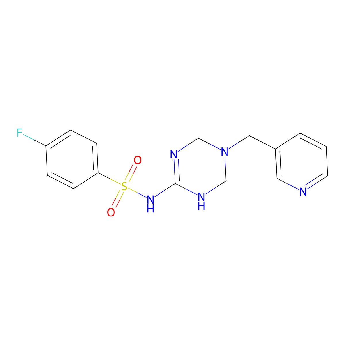 4-fluoro-N-[5-(pyridin-3-ylmethyl)-1,4,5,6-tetrahydro-1,3,5-triazin-2-yl]benzenesulfonamide molecular structure, CAS 1030504-02-9