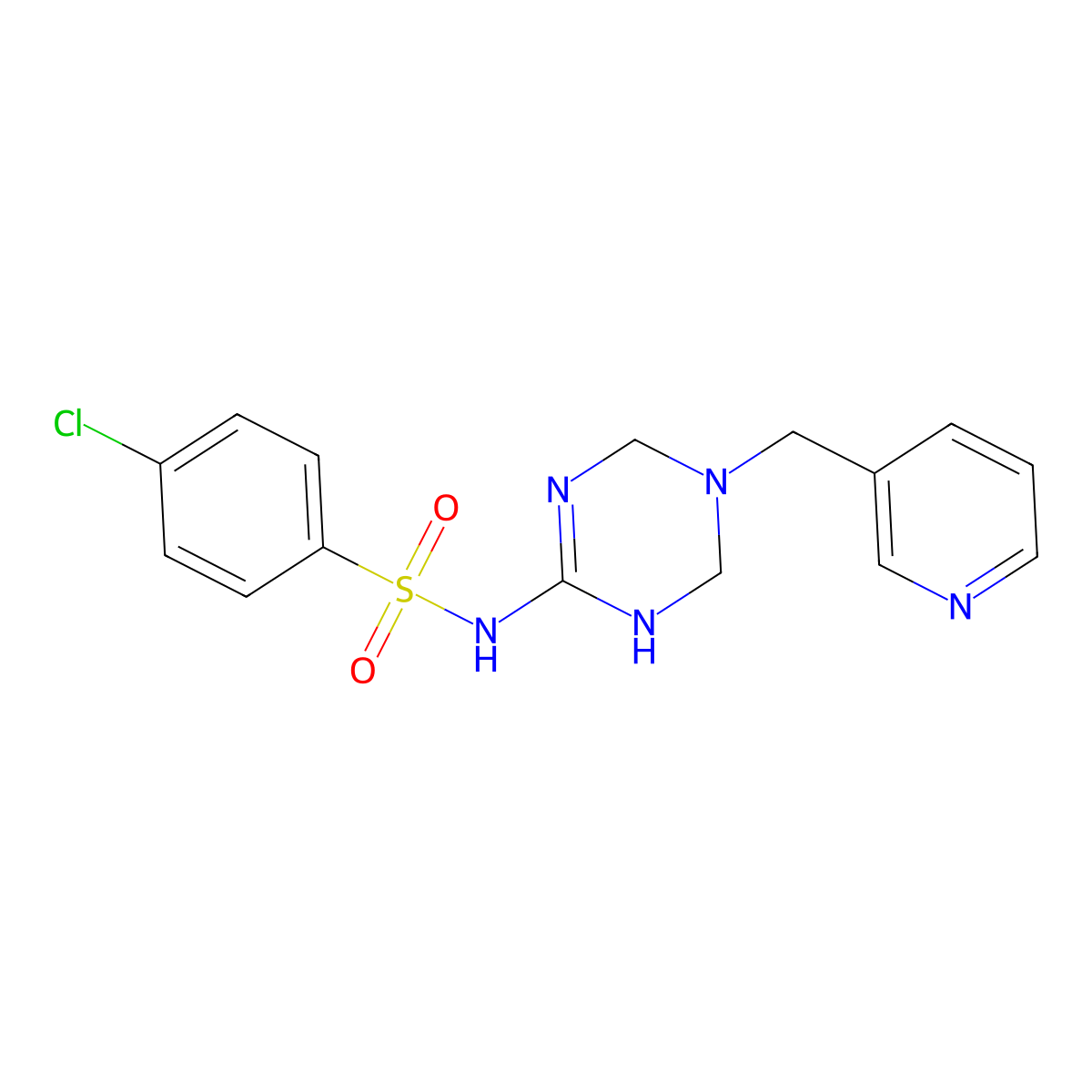 4-chloro-N-[5-(pyridin-3-ylmethyl)-1,4,5,6-tetrahydro-1,3,5-triazin-2-yl]benzenesulfonamide molecular structure, CAS 1030504-17-6