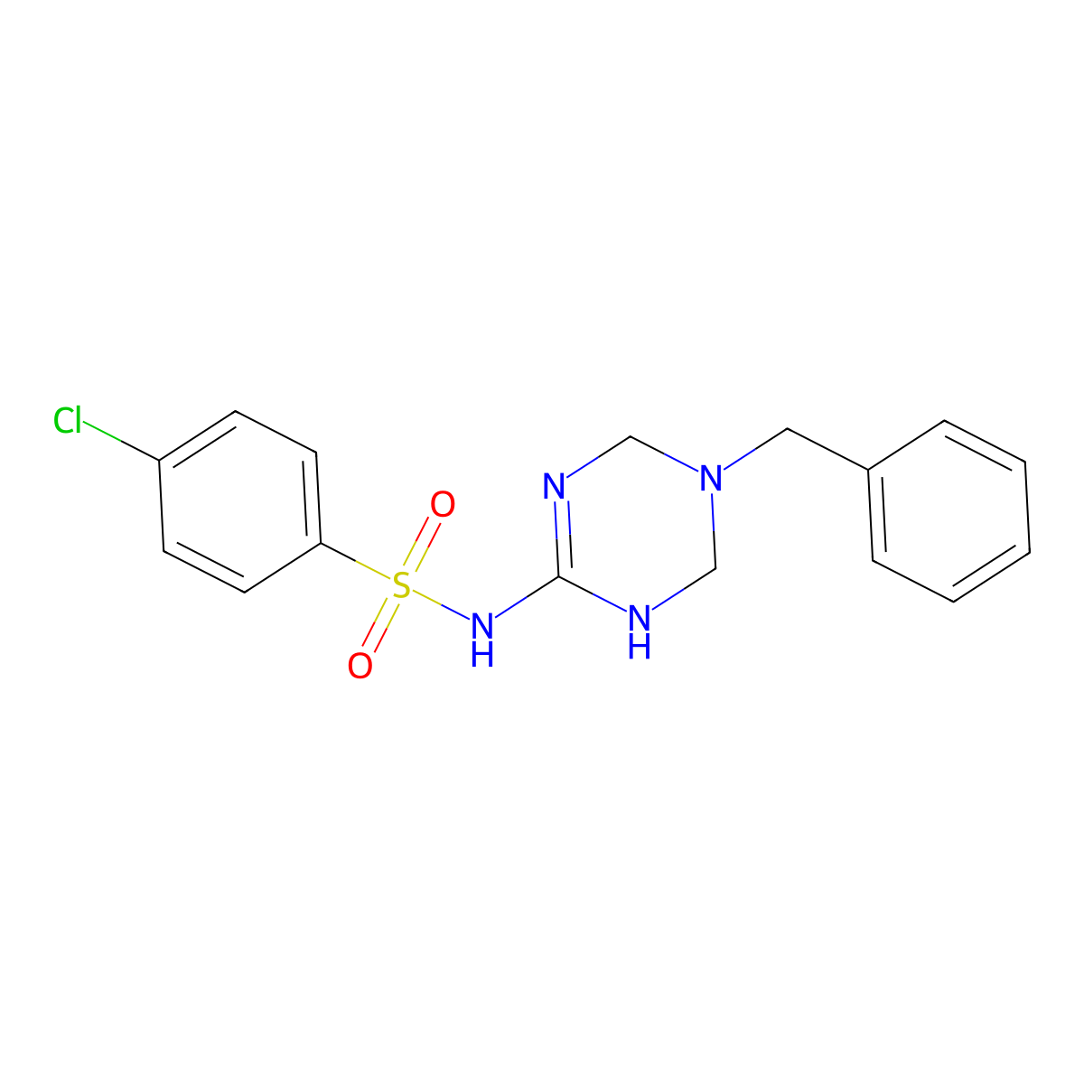 N-(5-benzyl-1,4,5,6-tetrahydro-1,3,5-triazin-2-yl)-4-chlorobenzenesulfonamide molecular structure, CAS 1030504-22-3