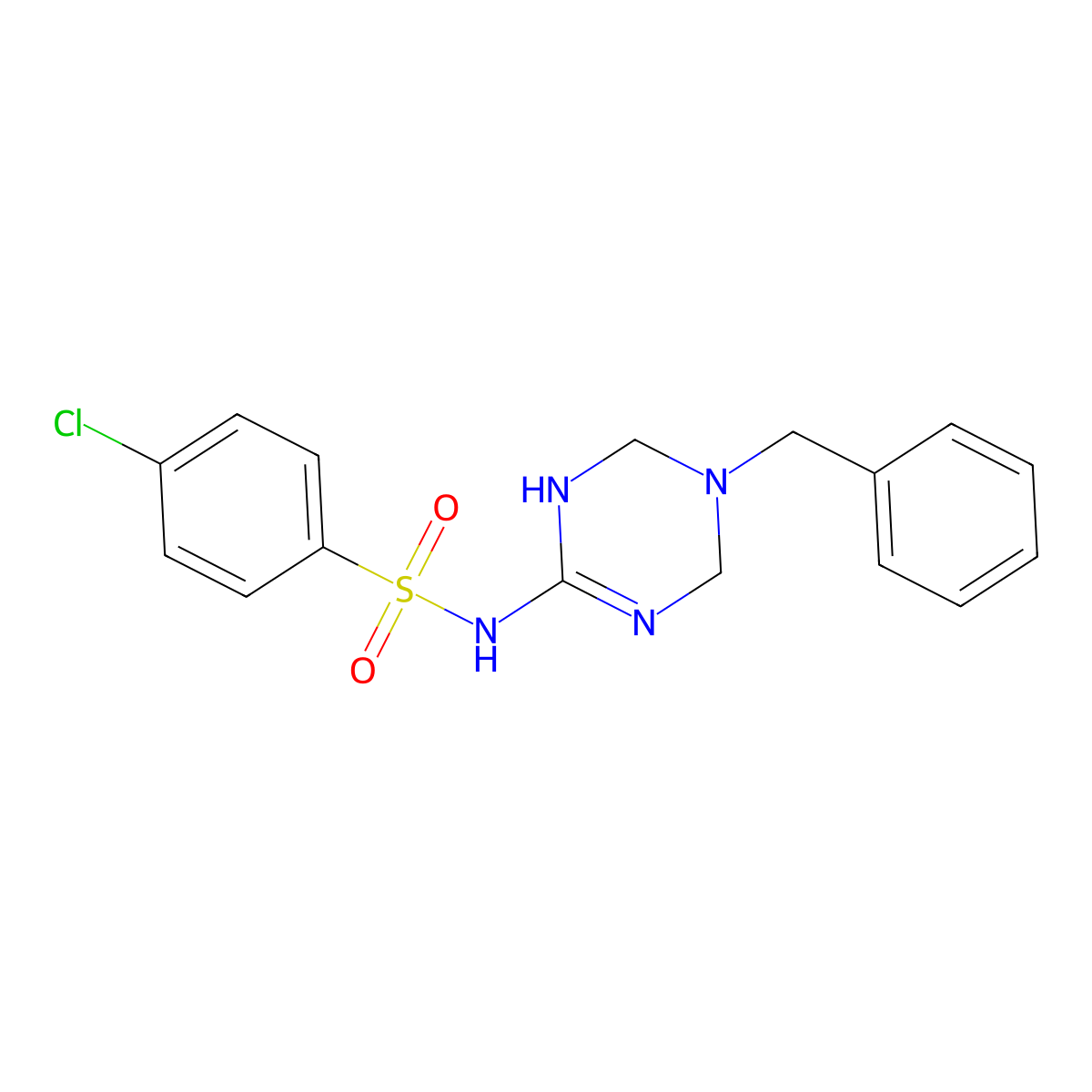N-(5-benzyl-1,4,5,6-tetrahydro-1,3,5-triazin-2-yl)-4-chlorobenzenesulfonamide molecular structure, CAS 1030504-22-3