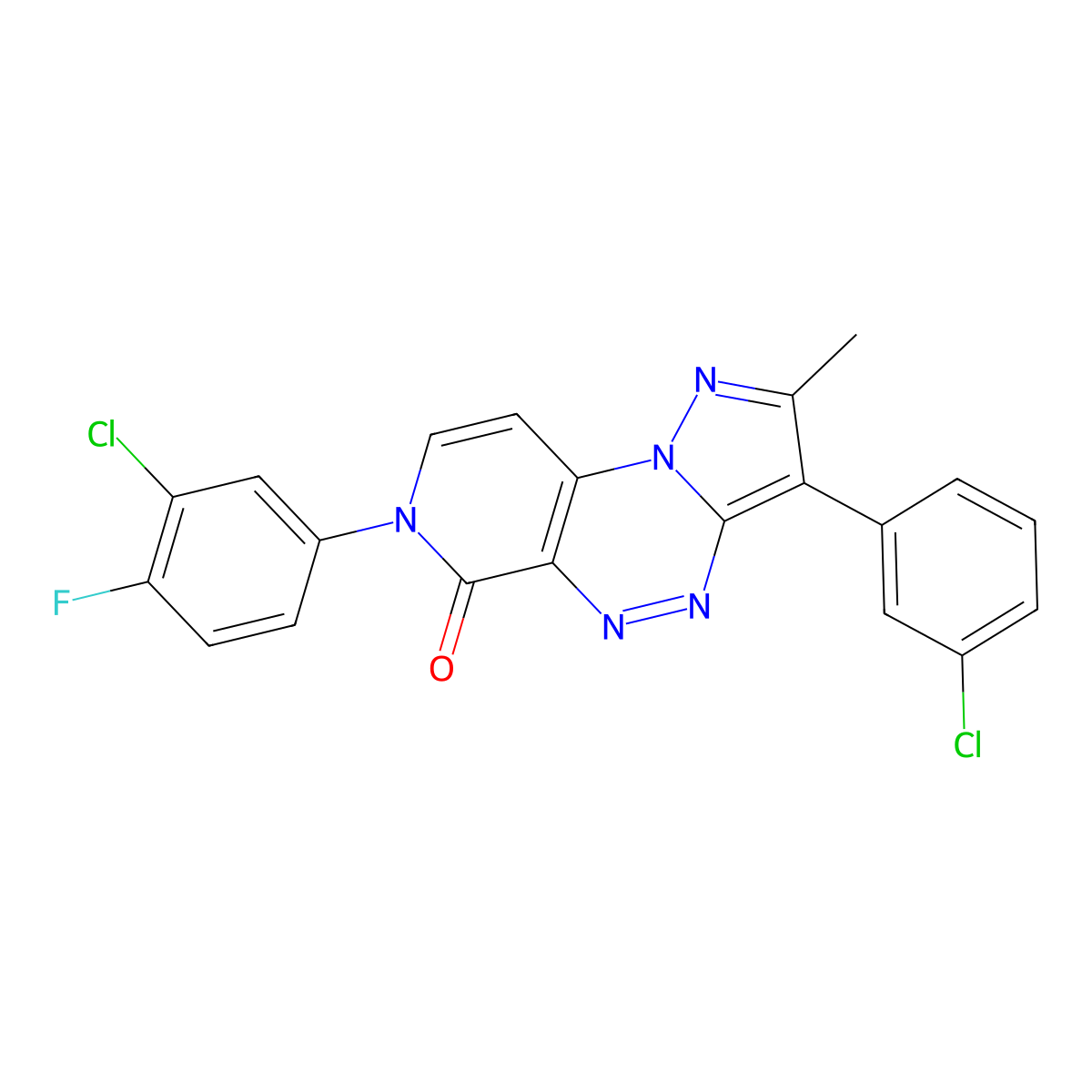 7-(3-chloro-4-fluorophenyl)-3-(3-chlorophenyl)-2-methylpyrazolo[5,1-c]pyrido[4,3-e][1,2,4]triazin-6(7H)-one molecular structure, CAS 1030504-25-6