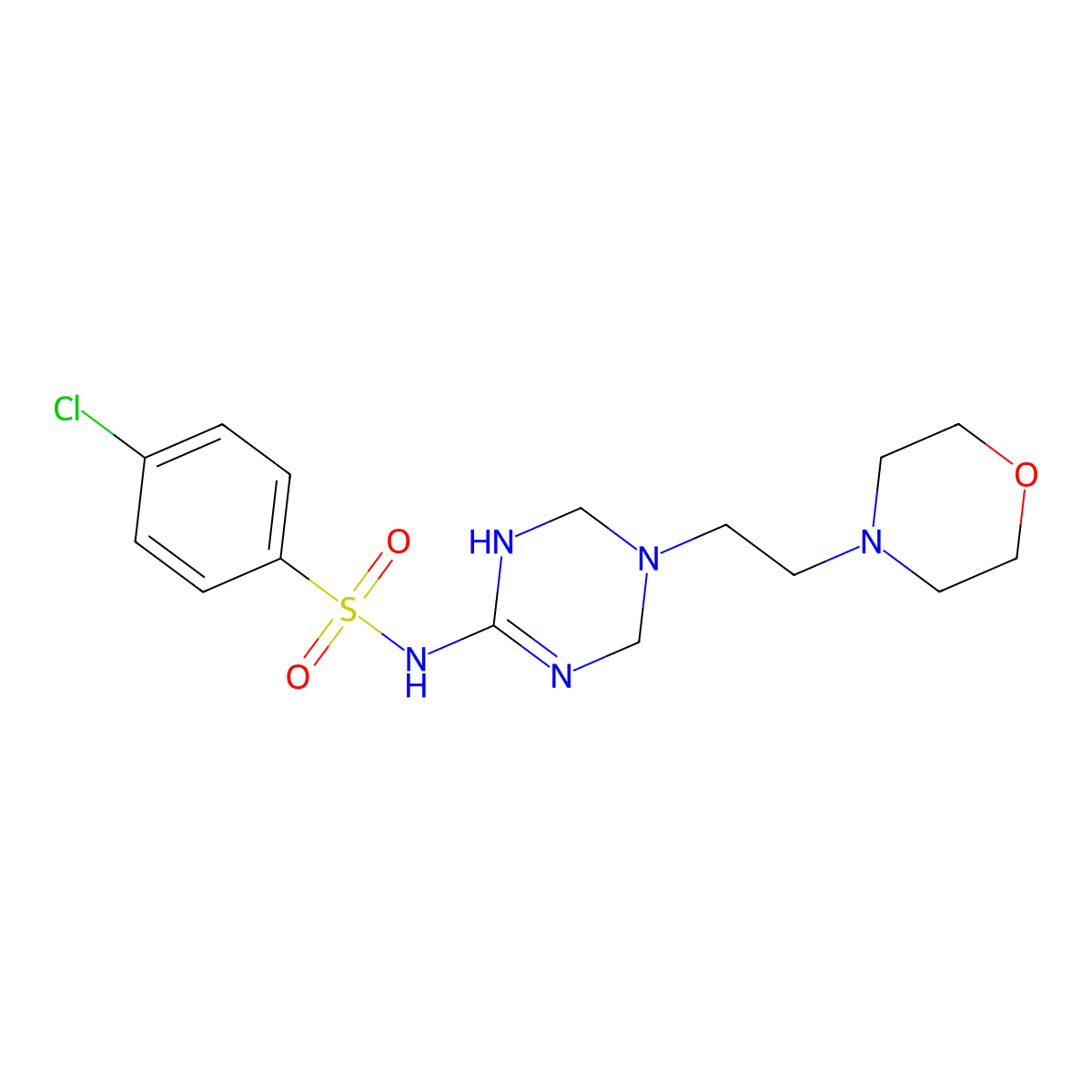 4-chloro-N-{5-[2-(morpholin-4-yl)ethyl]-1,4,5,6-tetrahydro-1,3,5-triazin-2-yl}benzenesulfonamide molecular structure, CAS 1030504-27-8