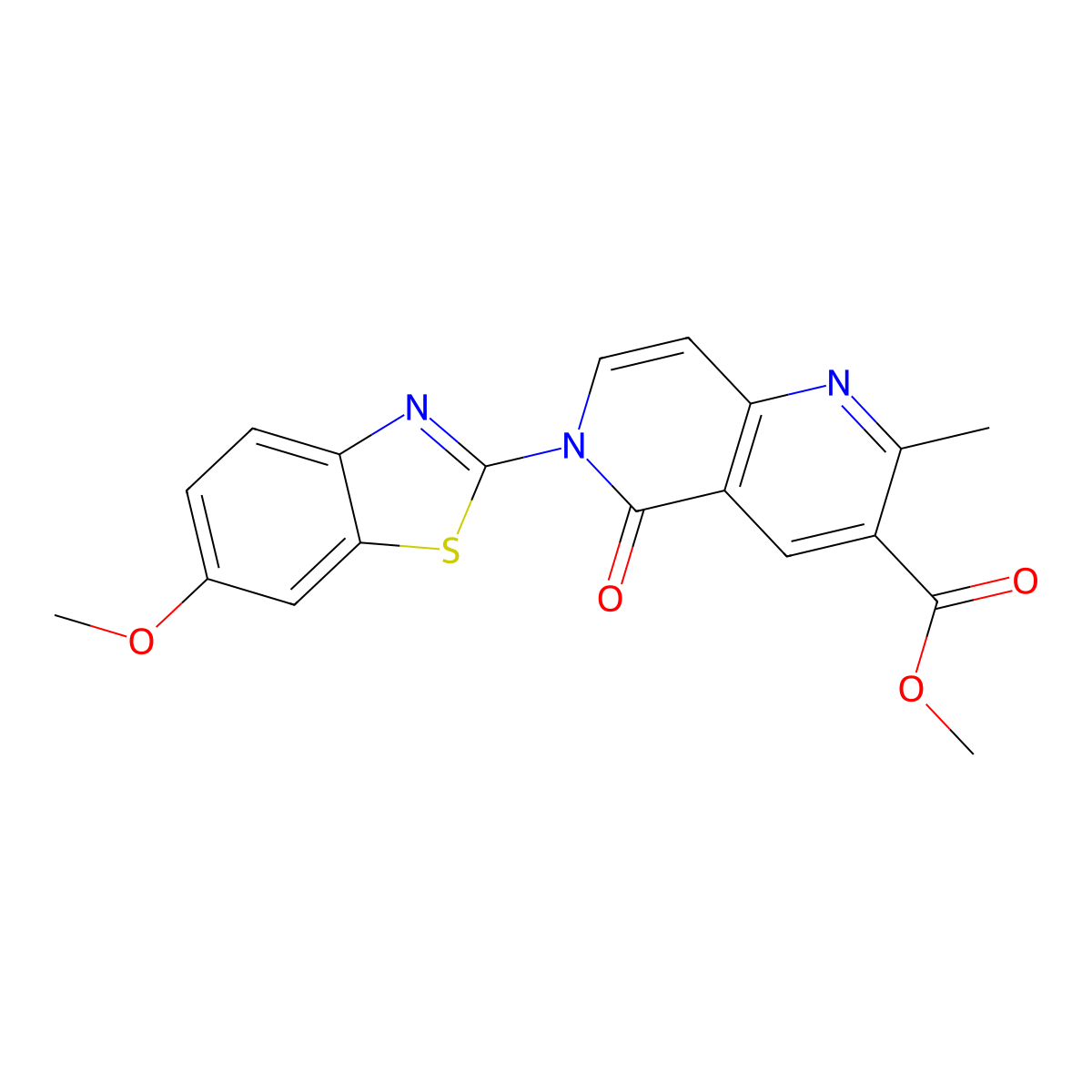 Methyl 6-(6-methoxy-1,3-benzothiazol-2-yl)-2-methyl-5-oxo-5,6-dihydro-1,6-naphthyridine-3-carboxylate molecular structure, CAS 1030504-38-1