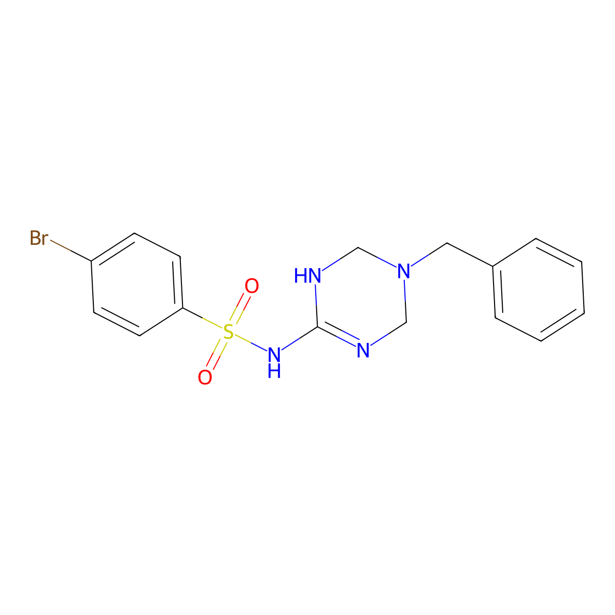 N-(5-benzyl-1,4,5,6-tetrahydro-1,3,5-triazin-2-yl)-4-bromobenzenesulfonamide molecular structure, CAS 1030504-40-5