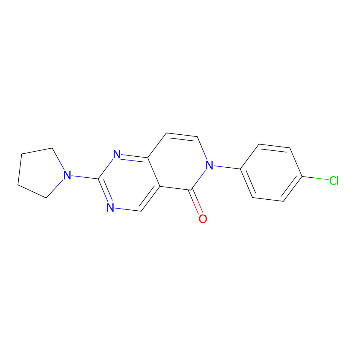 6-(4-chlorophenyl)-2-(pyrrolidin-1-yl)pyrido[4,3-d]pyrimidin-5(6H)-one molecular structure, CAS 1030505-09-9