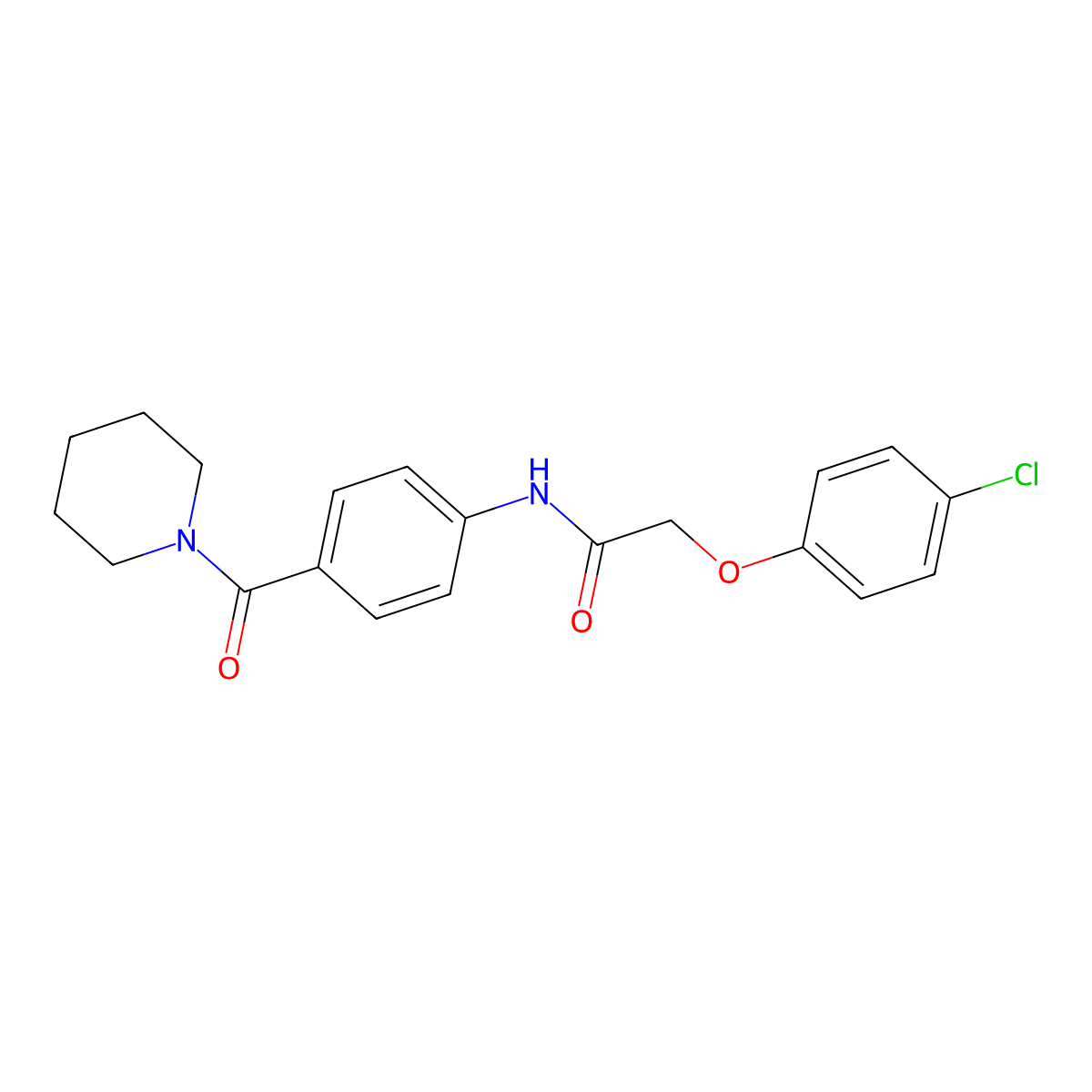 2-(4-chlorophenoxy)-N-[4-(piperidin-1-ylcarbonyl)phenyl]acetamide molecular structure, CAS 1030506-31-0