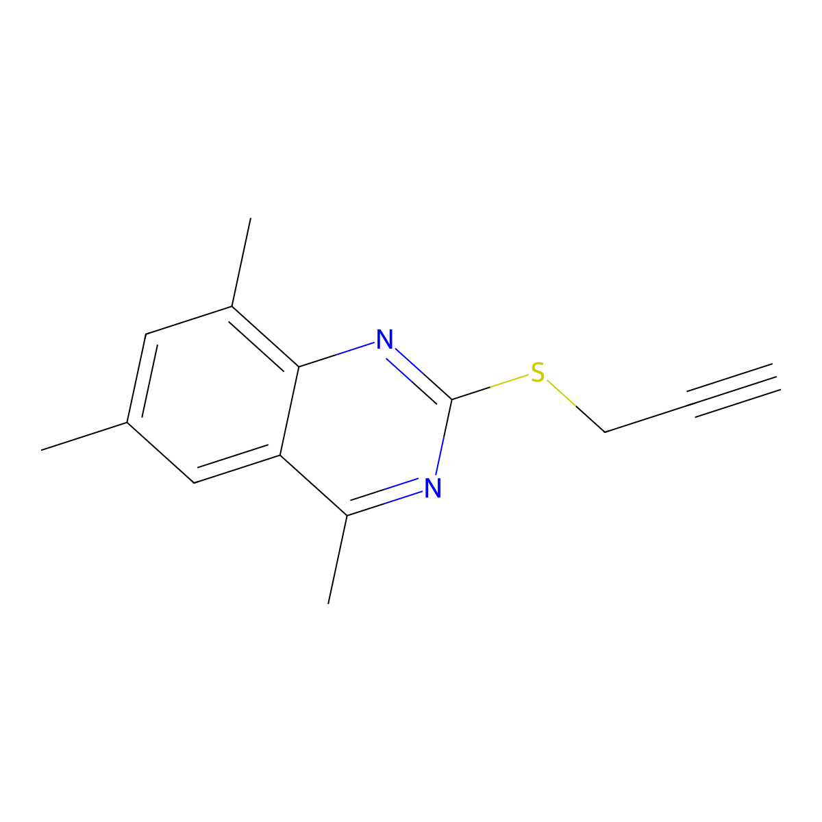 4,6,8-Trimethyl-2-(prop-2-yn-1-ylsulfanyl)quinazoline molecular structure, CAS 1030508-91-8