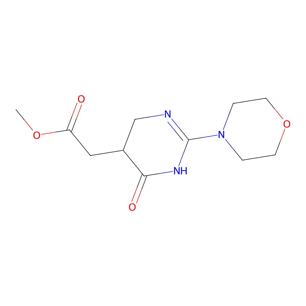 Methyl [6-hydroxy-2-(morpholin-4-yl)-4,5-dihydropyrimidin-5-yl]acetate molecular structure, CAS 1030517-88-4