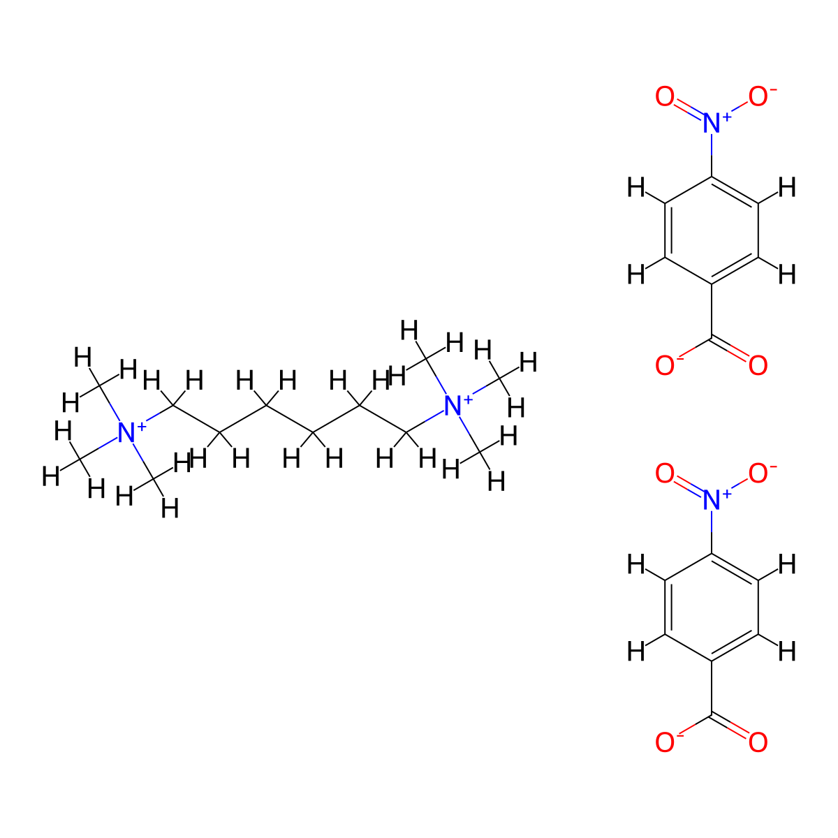 Ammonium, hexamethylenebis(trimethyl-, bis(p-nitrobenzoate) molecular structure, CAS 103052-17-1