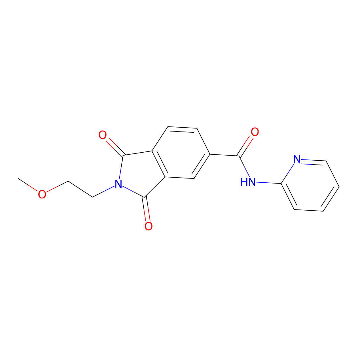 2-(2-methoxyethyl)-1,3-dioxo-N-(pyridin-2-yl)-2,3-dihydro-1H-isoindole-5-carboxamide molecular structure, CAS 1030522-53-2