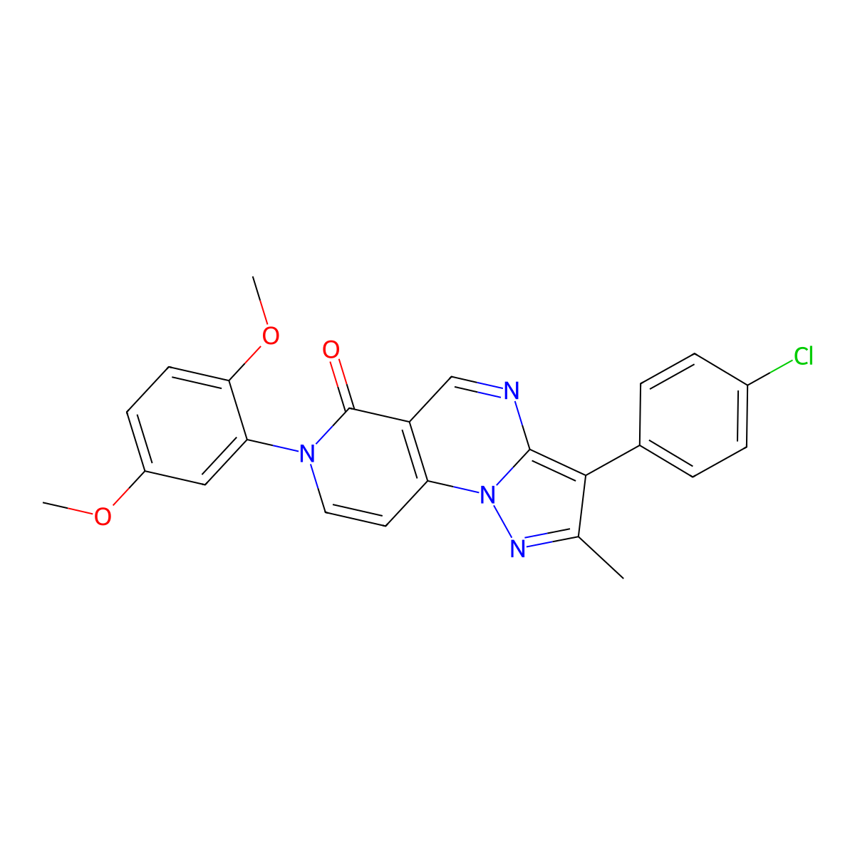 3-(4-chlorophenyl)-7-(2,5-dimethoxyphenyl)-2-methylpyrazolo[1,5-a]pyrido[3,4-e]pyrimidin-6(7H)-one molecular structure, CAS 1030524-43-6