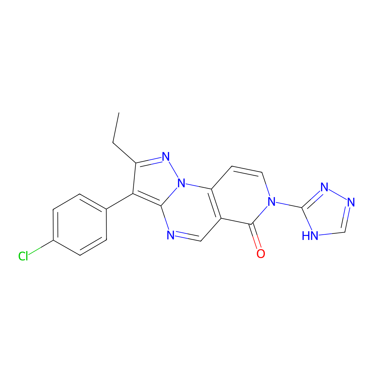 3-(4-chlorophenyl)-2-ethyl-7-(4H-1,2,4-triazol-3-yl)pyrazolo[1,5-a]pyrido[3,4-e]pyrimidin-6(7H)-one molecular structure, CAS 1030524-58-3