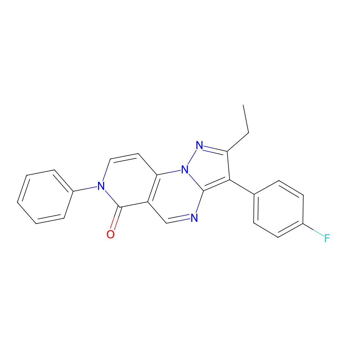 2-ethyl-3-(4-fluorophenyl)-7-phenylpyrazolo[1,5-a]pyrido[3,4-e]pyrimidin-6(7H)-one molecular structure, CAS 1030524-94-7