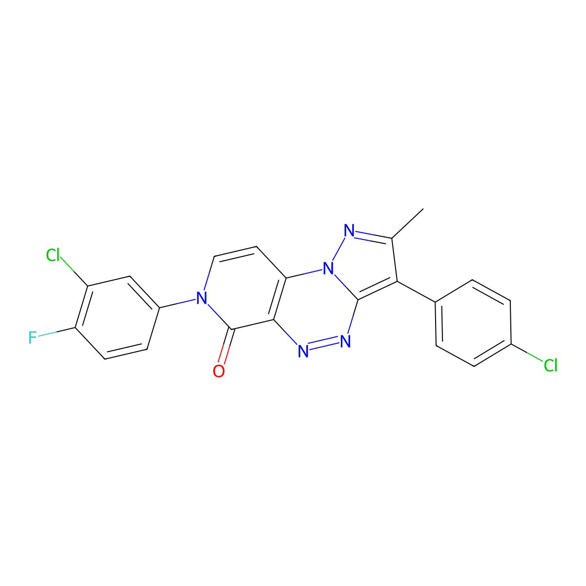 7-(3-chloro-4-fluorophenyl)-3-(4-chlorophenyl)-2-methylpyrazolo[5,1-c]pyrido[4,3-e][1,2,4]triazin-6(7H)-one molecular structure, CAS 1030525-56-4