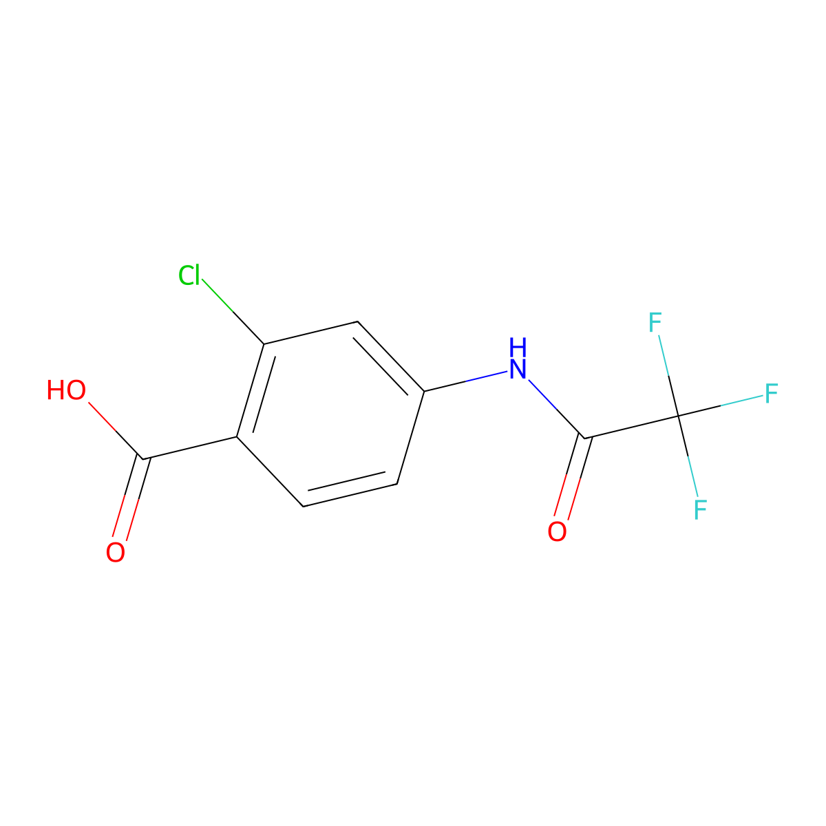 2-Chloro-4-(trifluoroacetamido)benzoic acid molecular structure, CAS 1030525-87-1