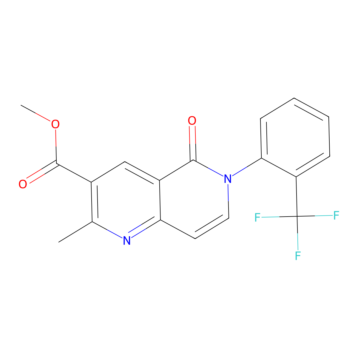 Methyl 2-methyl-5-oxo-6-(2-(trifluoromethyl)phenyl)-5,6-dihydro-1,6-naphthyridine-3-carboxylate molecular structure, CAS 1030526-08-9