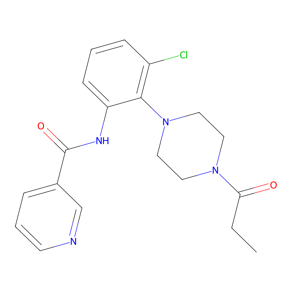 N-[3-chloro-2-(4-propanoylpiperazin-1-yl)phenyl]pyridine-3-carboxamide molecular structure, CAS 1030534-18-9
