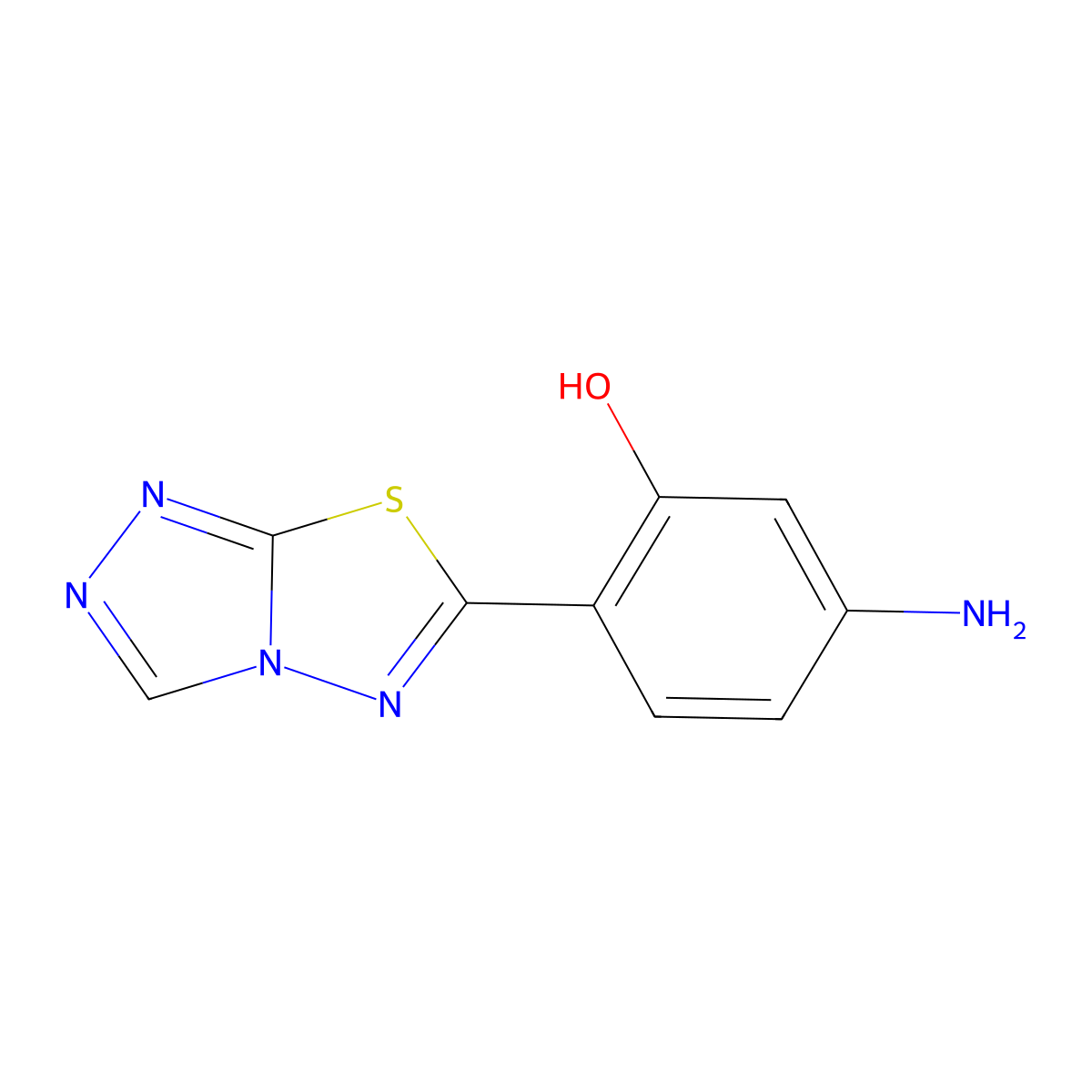 2-([1,2,4]Triazolo[3,4-b][1,3,4]thiadiazol-6-yl)-5-aminophenol molecular structure, CAS 1030536-88-9