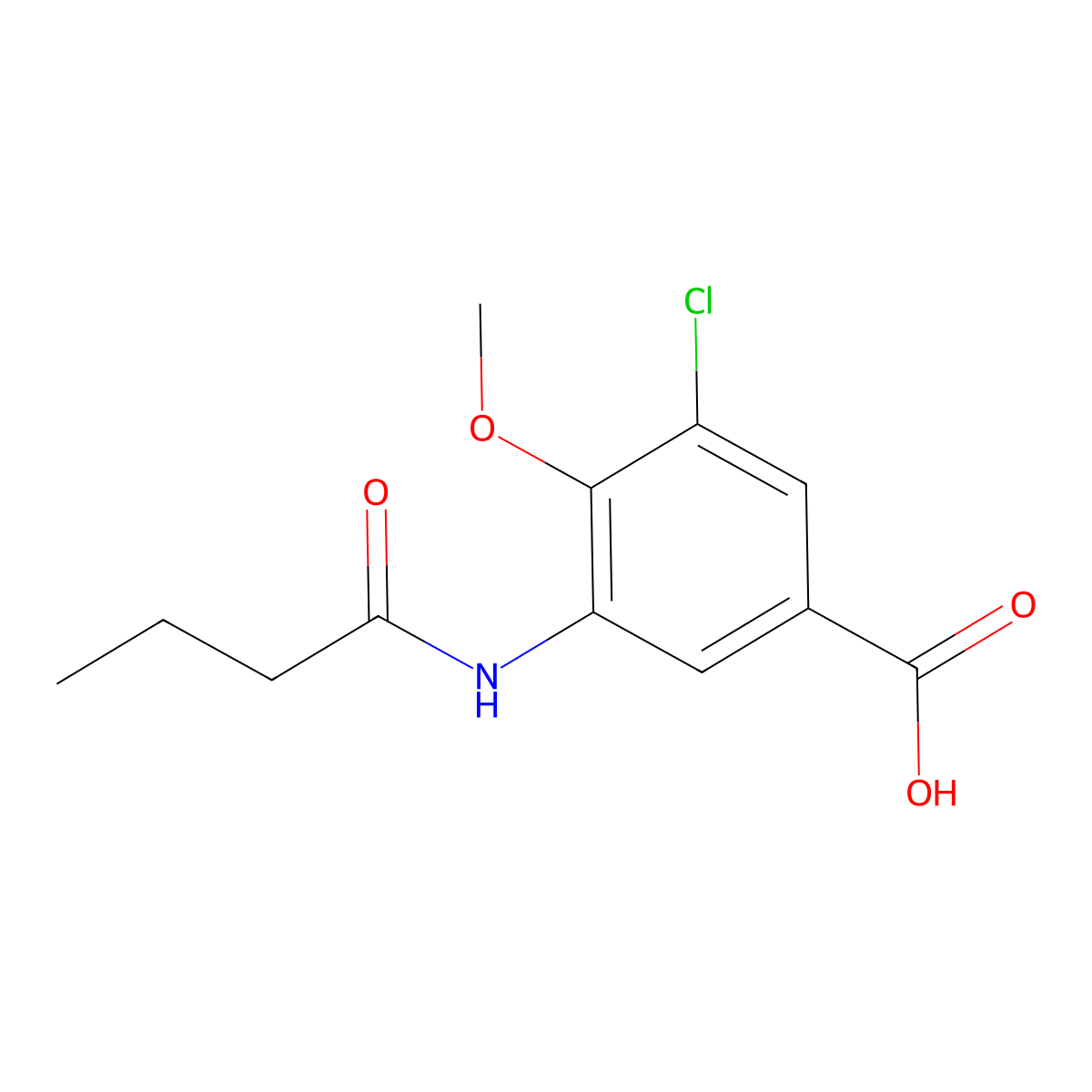 3-(Butanoylamino)-5-chloro-4-methoxybenzoic acid molecular structure, CAS 1030537-34-8